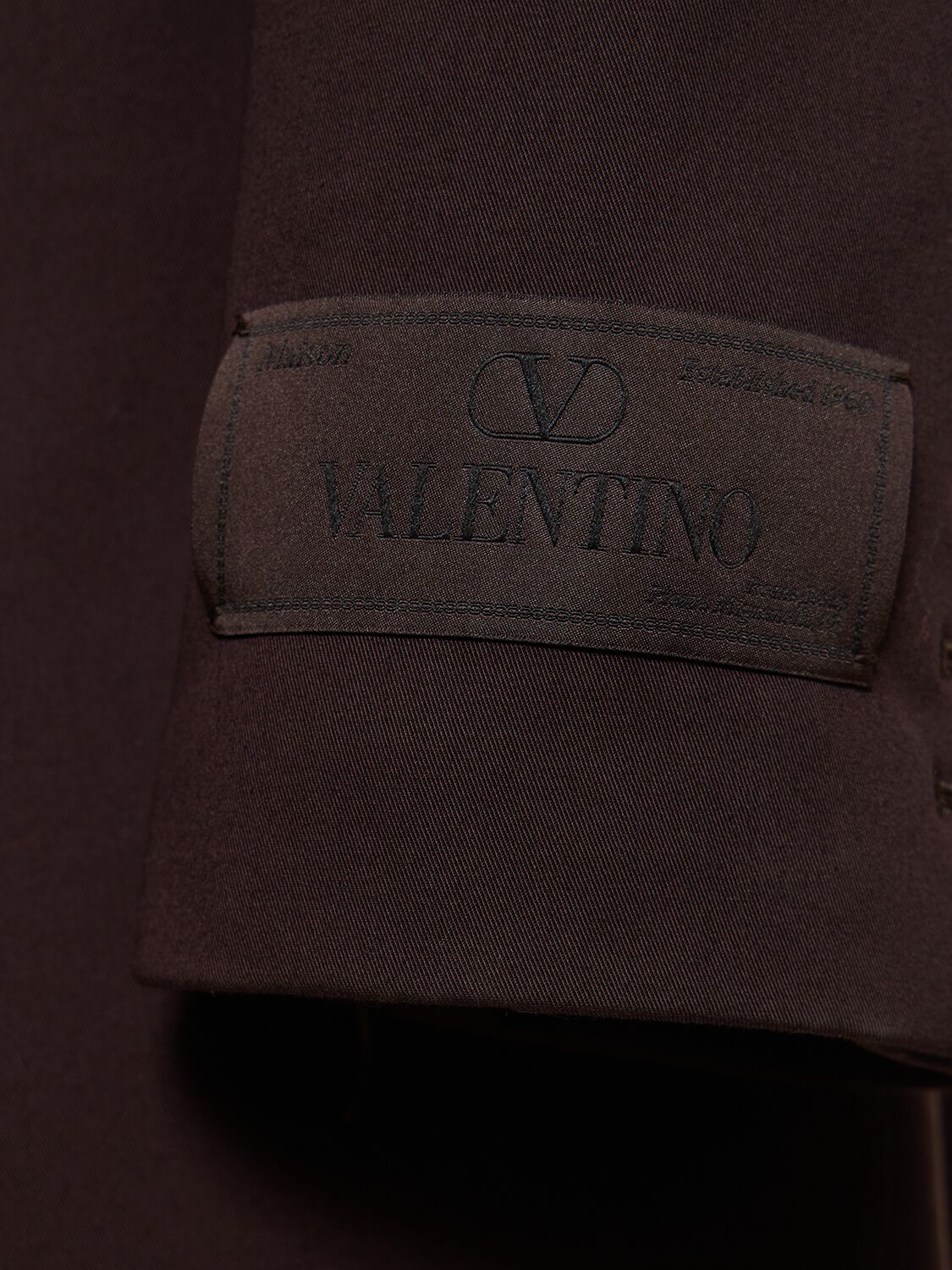 Shop Valentino Double Breast Cotton Blend Blazer In Brown