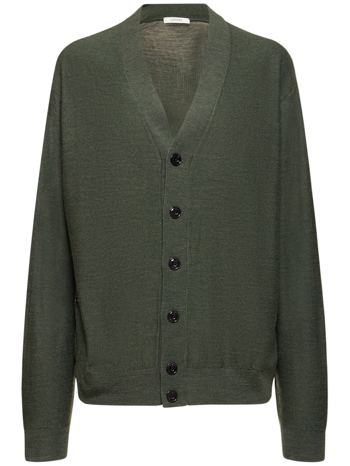 Lemaire Relaxed Twisted Wool Blend Cardigan In Green
