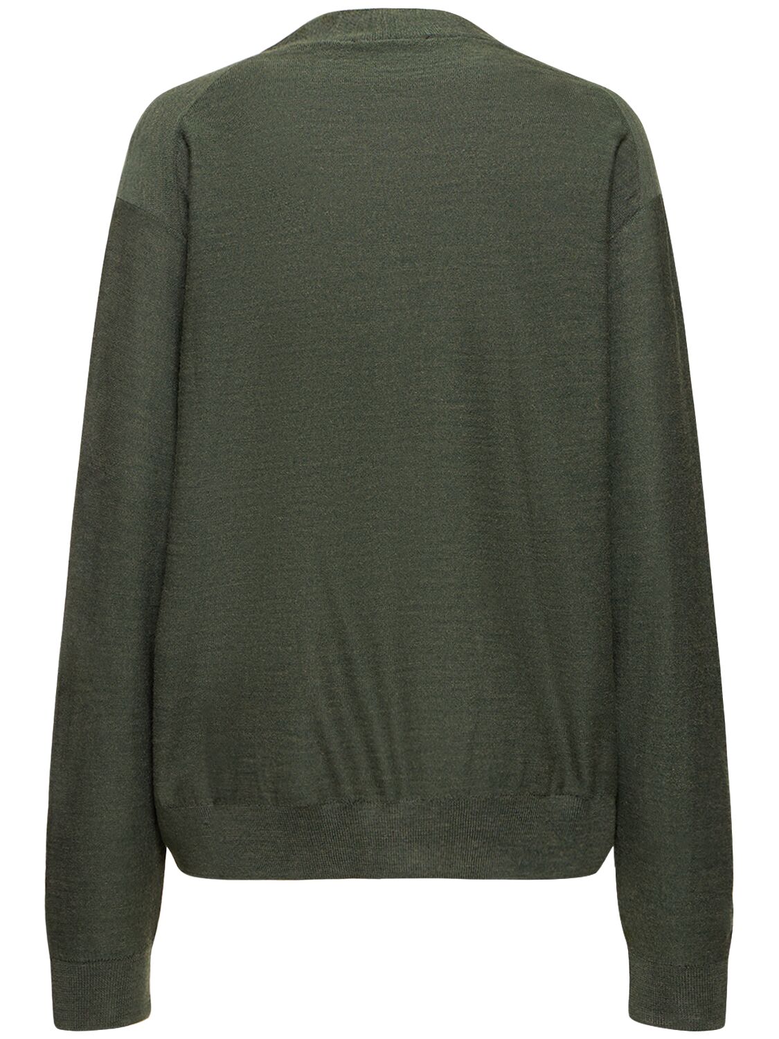 Shop Lemaire Relaxed Twisted Wool Blend Cardigan In Green