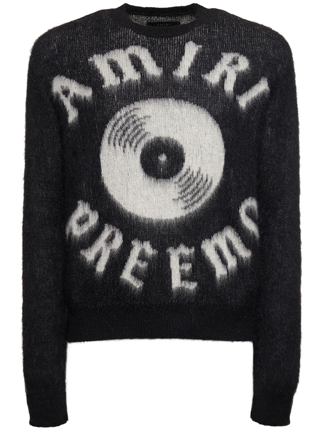 Shop Amiri Preemo Mohair Blend Crewneck Sweater In Black