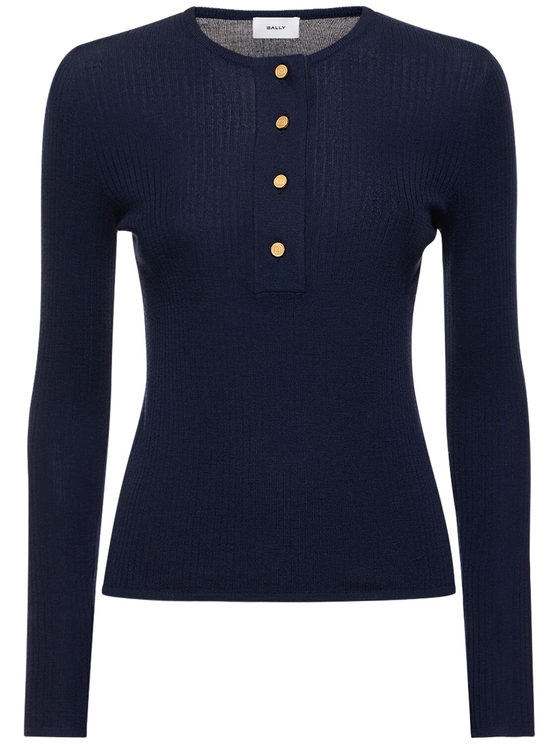 Bally Woman Sweater Navy Size 4 Merino Wool In Navy