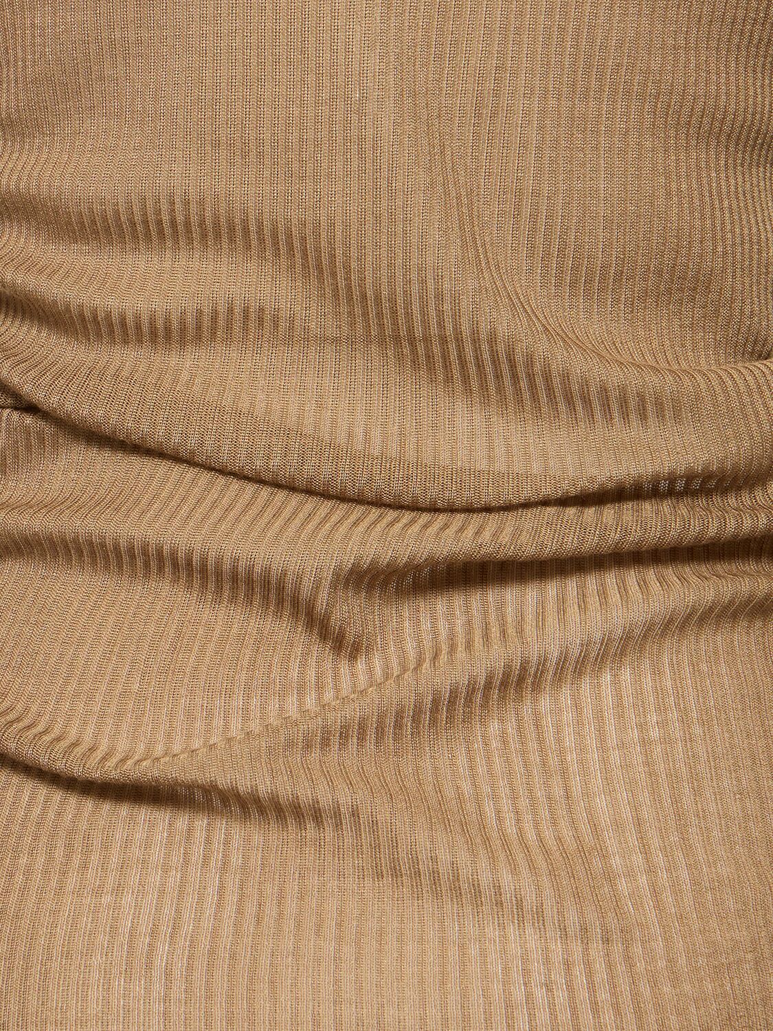 Shop Lemaire Seamless Ribbed Silk T-shirt In Khaki