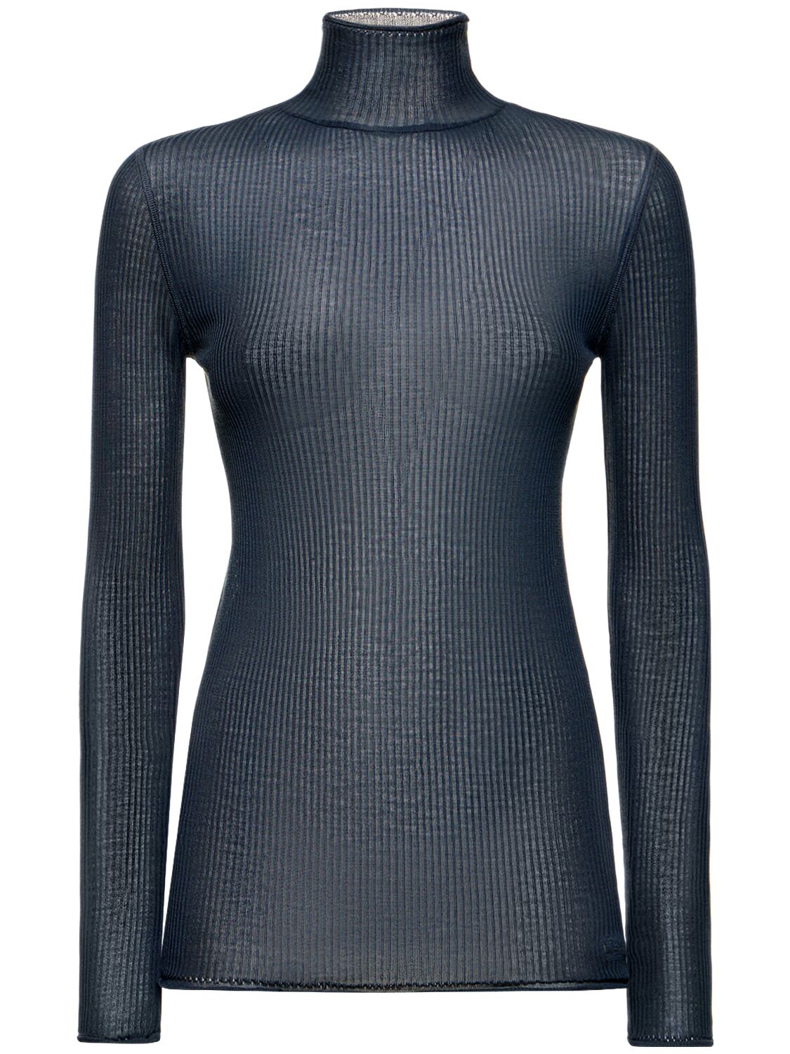 Shop Lemaire Seamless Ribbed Silk T-shirt In Blue