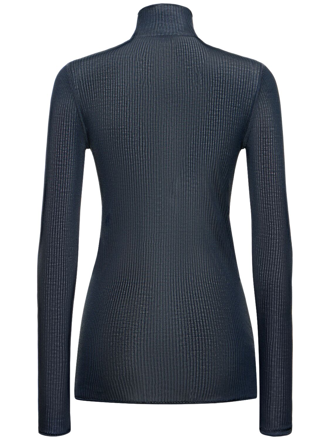 Shop Lemaire Seamless Ribbed Silk T-shirt In Blue