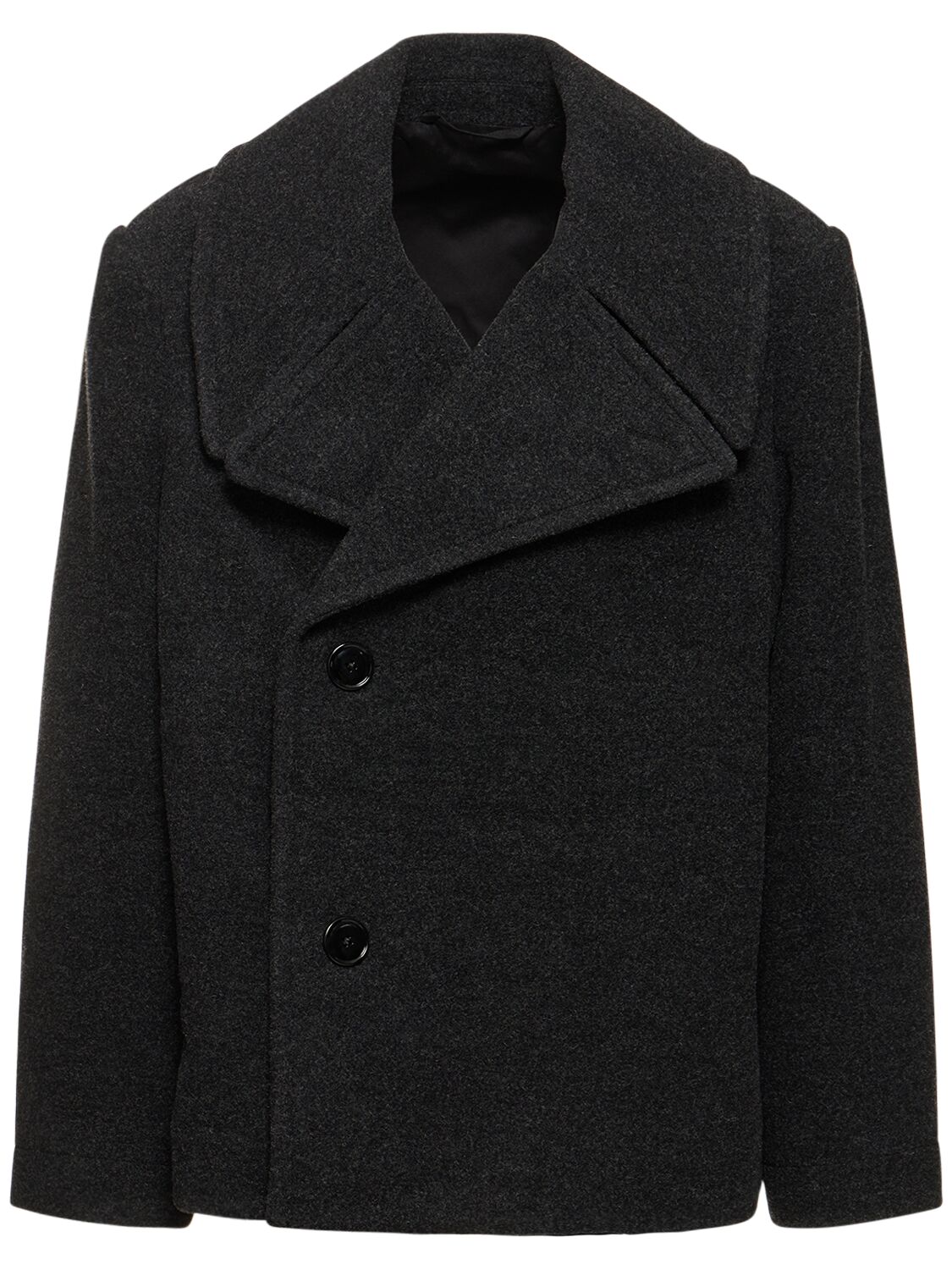 Shop Lemaire Short Wool Caban Jacket In Black