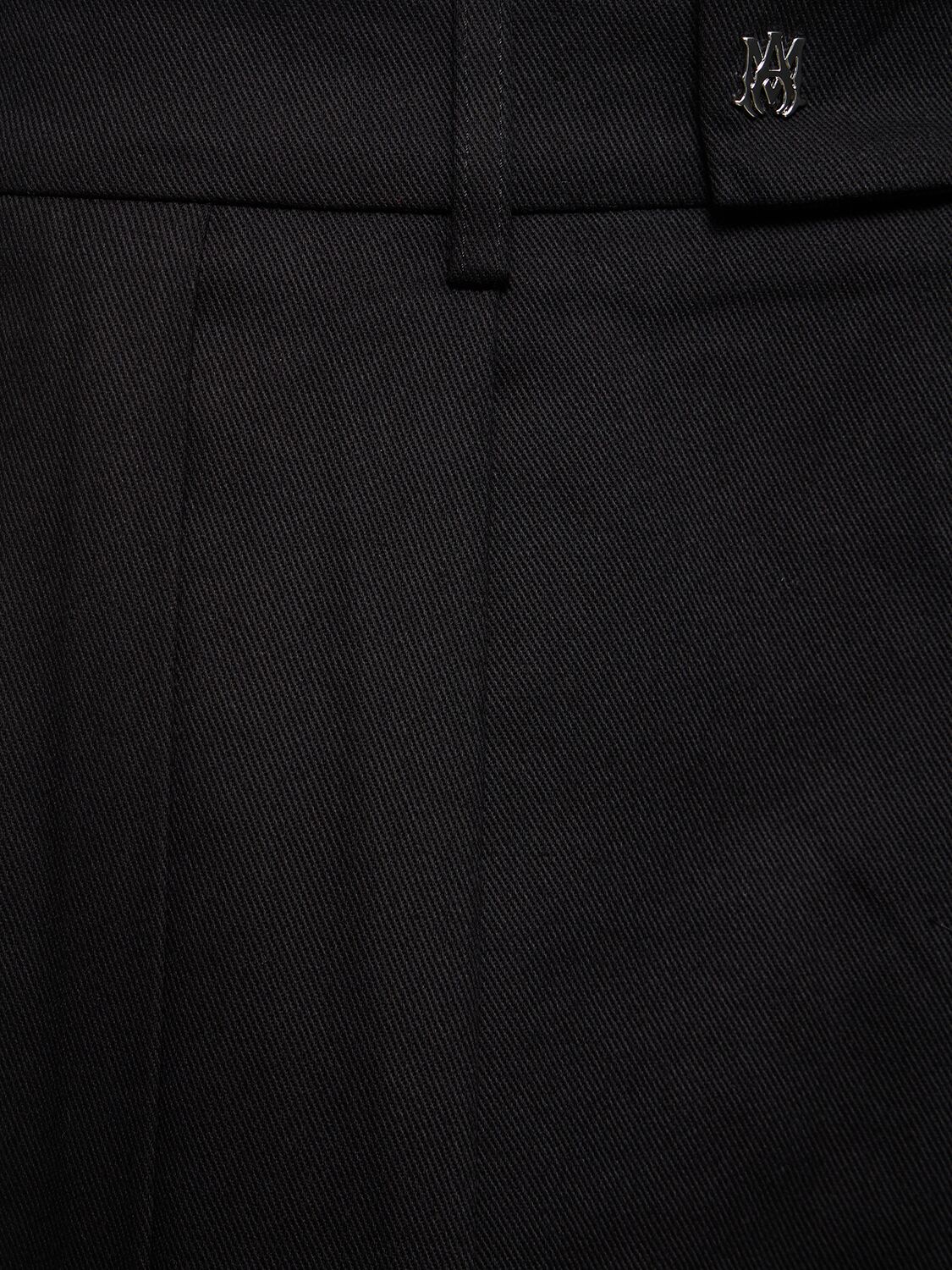 Shop Amiri Side Pleat Cotton Snap Pants In Black