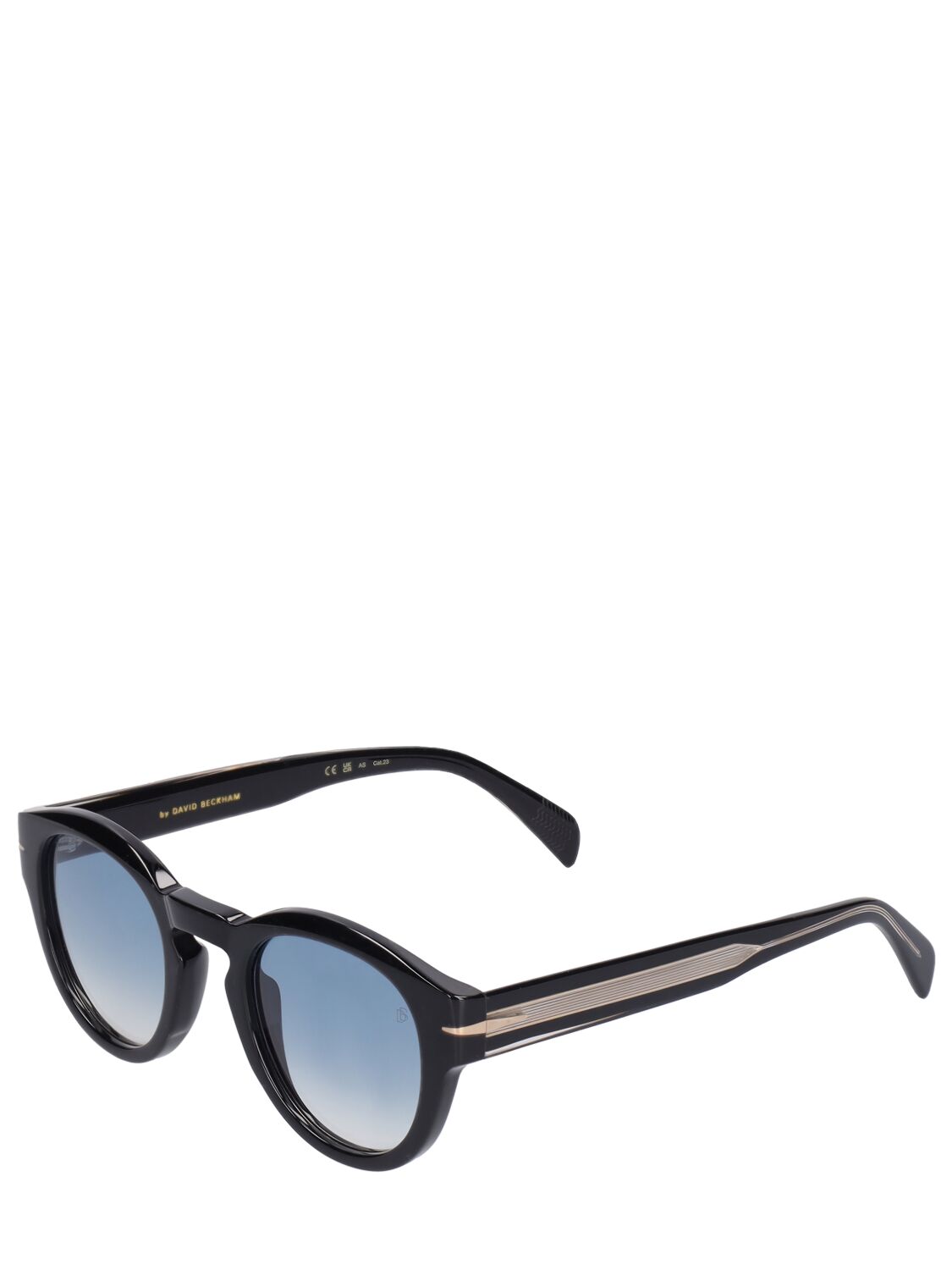 Shop Db Eyewear By David Beckham Db Round Acetate Sunglasses In Black,blue