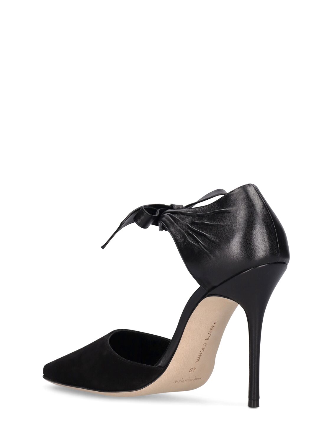 Shop Manolo Blahnik 105mm Boduna Suede Heels In Black