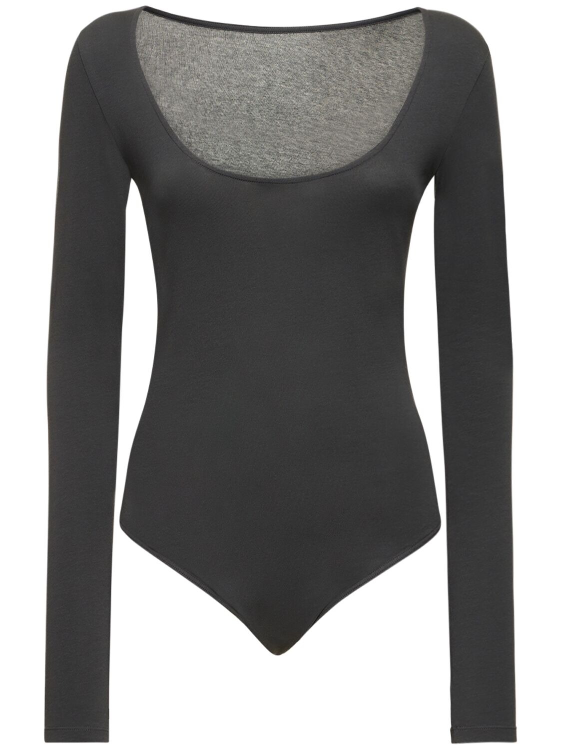 Lemaire Long Sleeve Stretch Cotton Bodysuit In Grey
