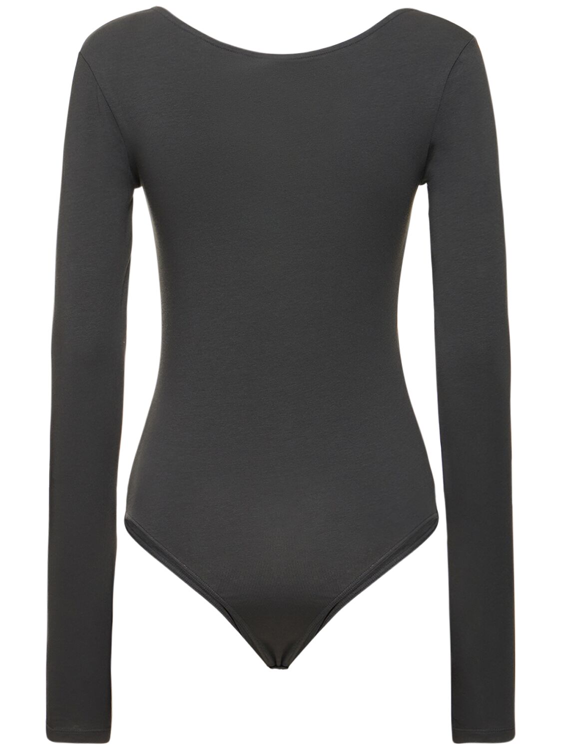 Shop Lemaire Long Sleeve Stretch Cotton Bodysuit In Grey