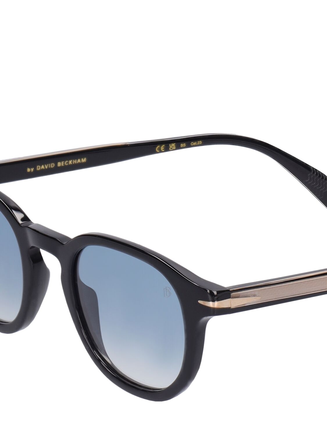 Shop Db Eyewear By David Beckham Db Round Acetate Sunglasses In Black,blue