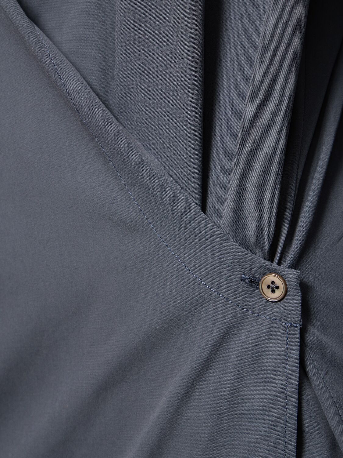 Shop Lemaire Straight Collar Cotton & Silk Midi Dress In Grey