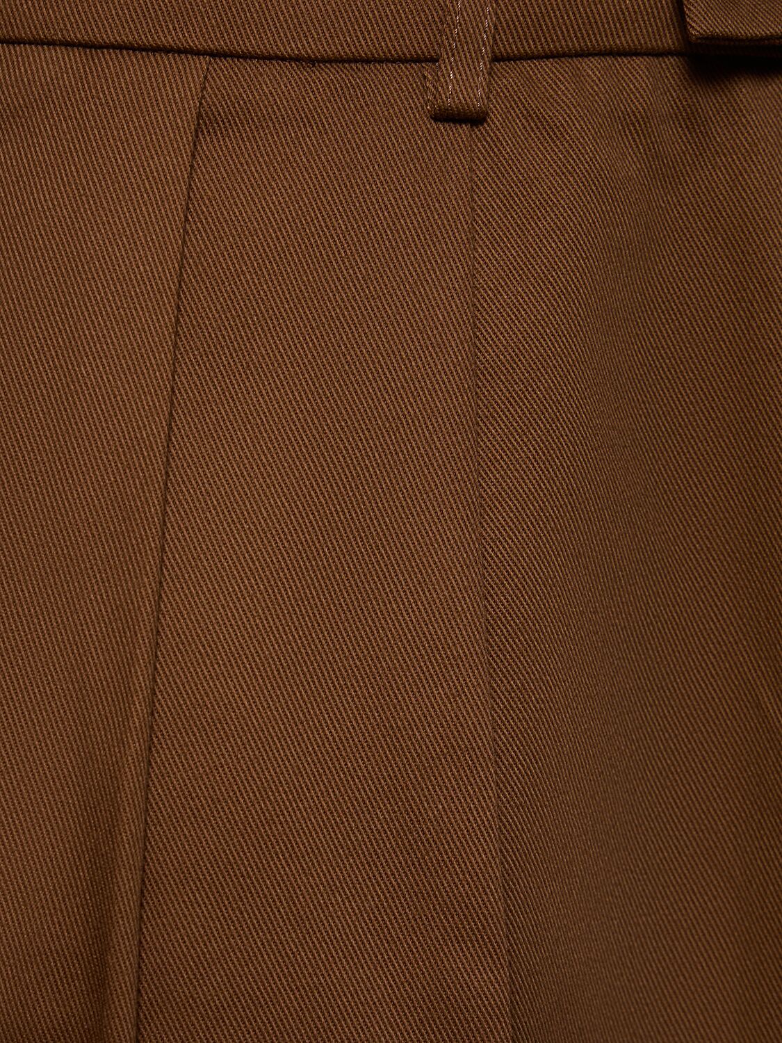 Shop Amiri Side Pleat Cotton Snap Pants In Brown