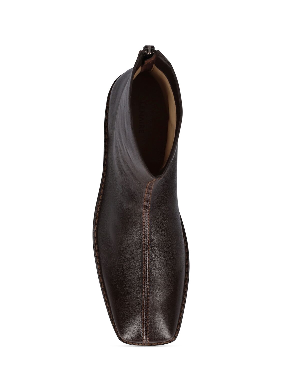 Shop Lemaire Leather Zip Ankle Boots In Dark Brown
