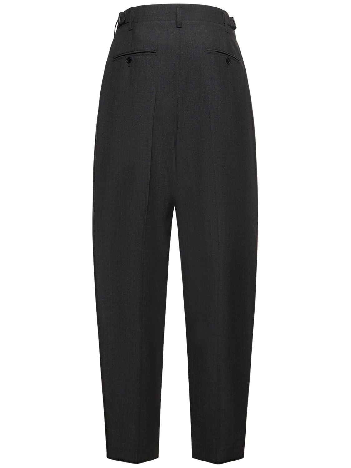 Shop Lemaire Pleated Tapered Wool Blend Pants In Black