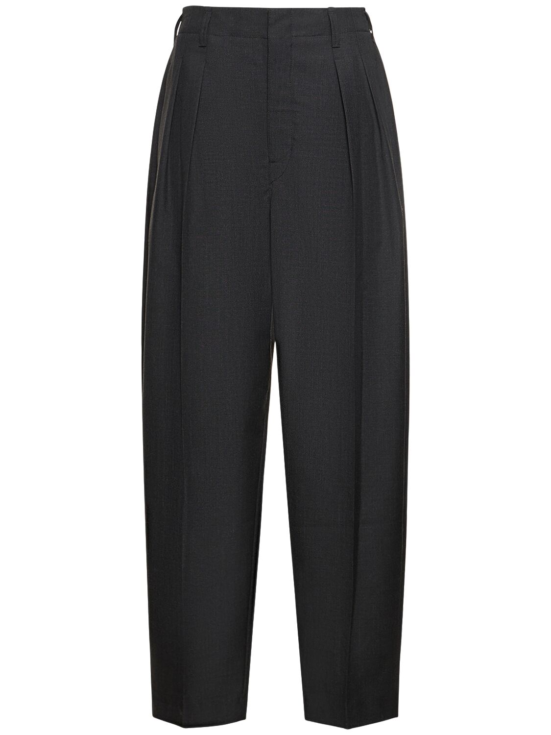 Image of Pleated Tapered Wool Blend Pants