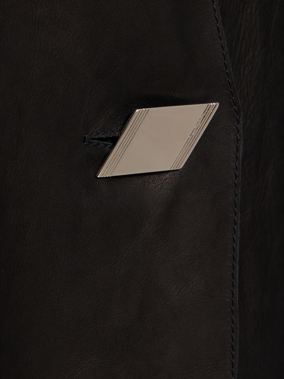 Shop Attico Treated Leather Single Breast Long Coat In Black