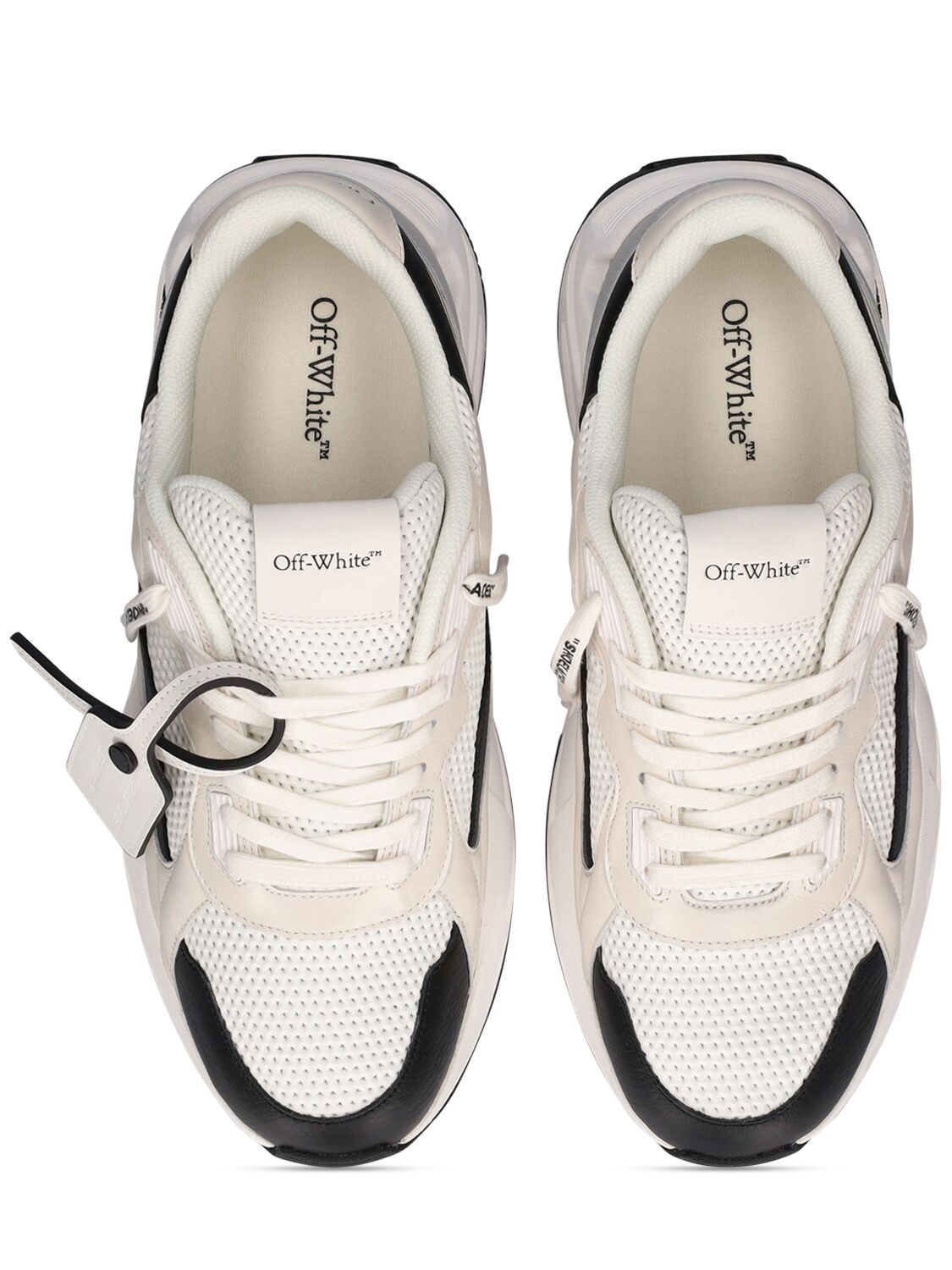 Shop Off-white Kick Off Leather Sneakers In White,black