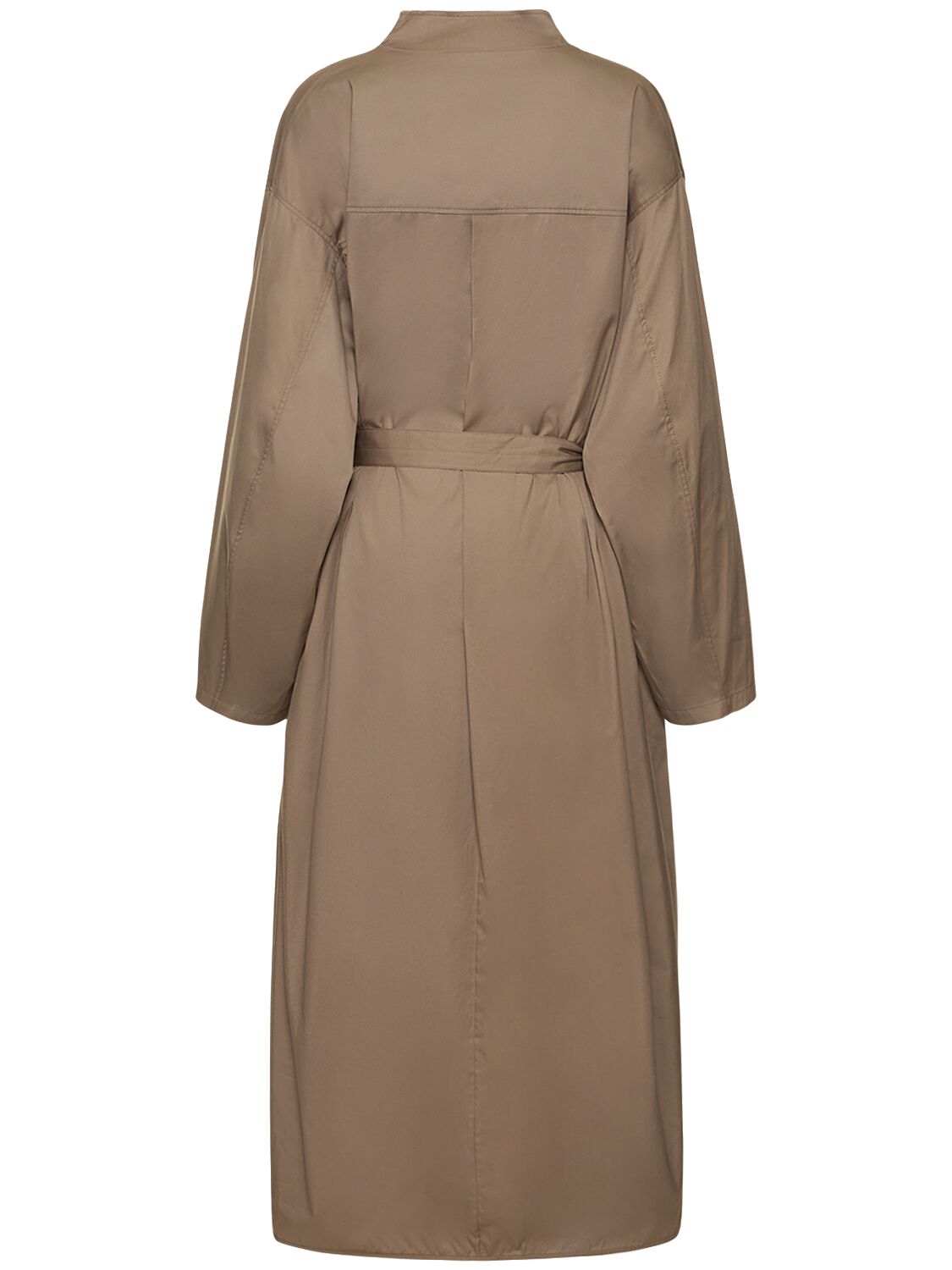 Shop Lemaire Housse Cotton Poplin Midi Dress In Brown