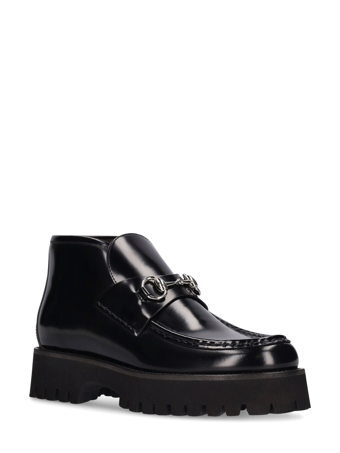 Shop Gucci 35mm Sylke Leather Ankle Boots In Black