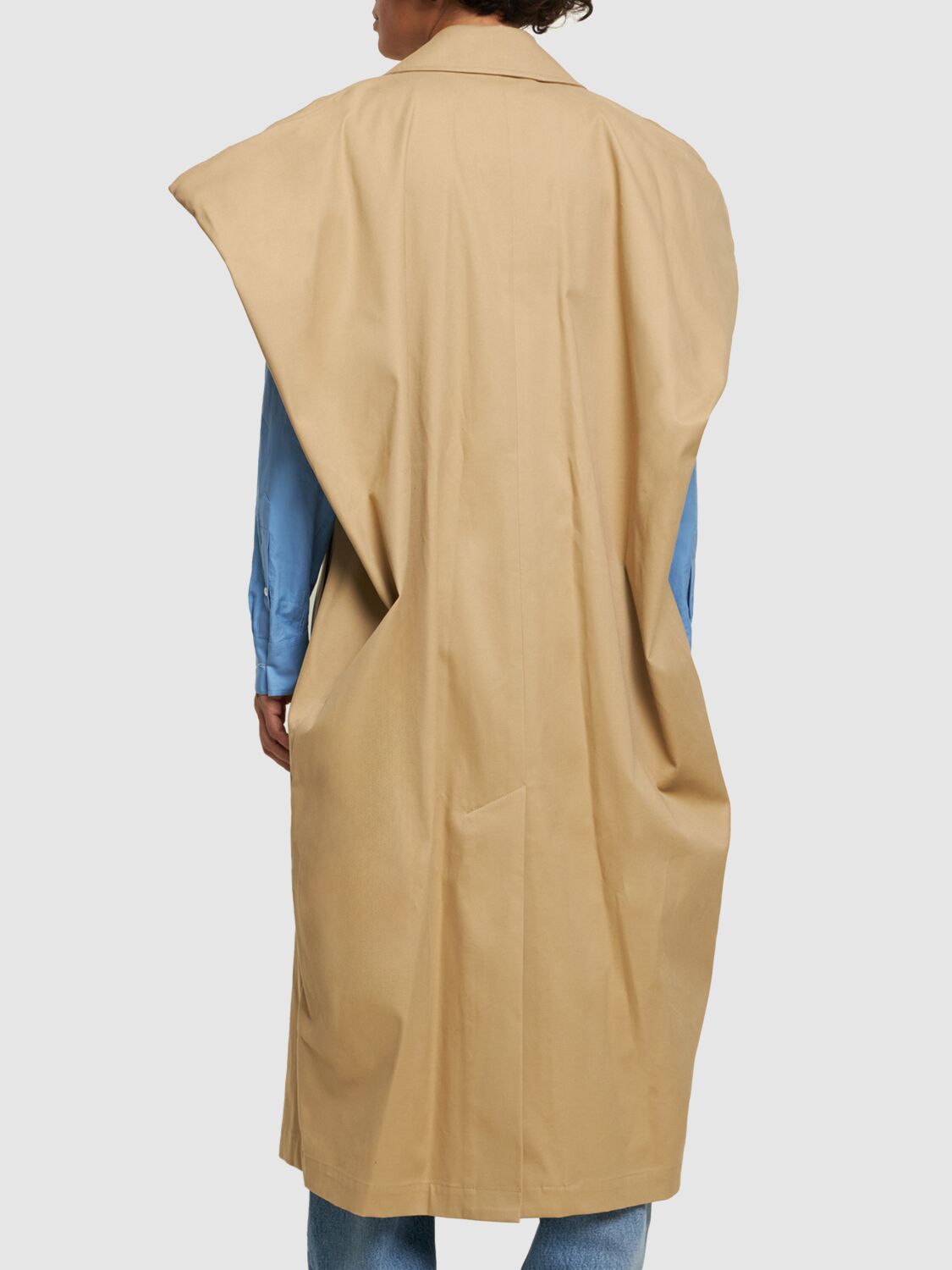 Shop Jw Anderson Sleeveless Cotton Midi Trench Coat In Beige