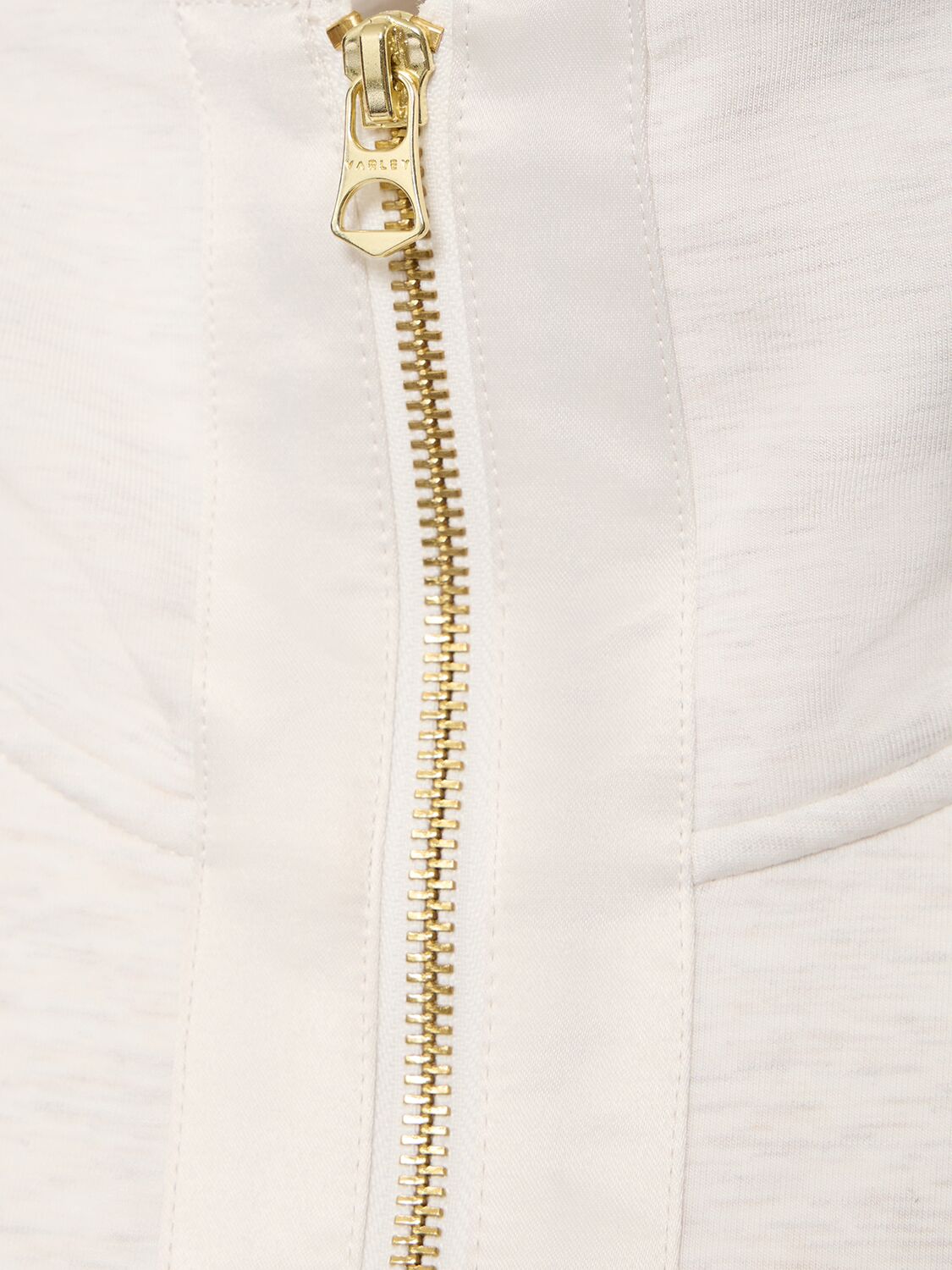 Shop Varley Roxbury Zip Through Sweatshirt In Beige