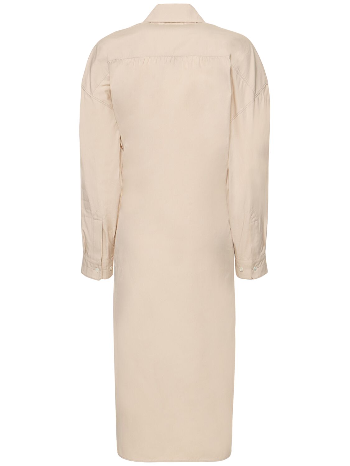 Shop Lemaire Straight Collar Cotton & Silk Midi Dress In Pink