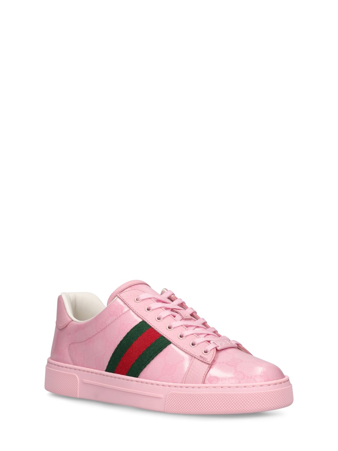 Shop Gucci 30mm Ace Canvas Sneakers In Pink