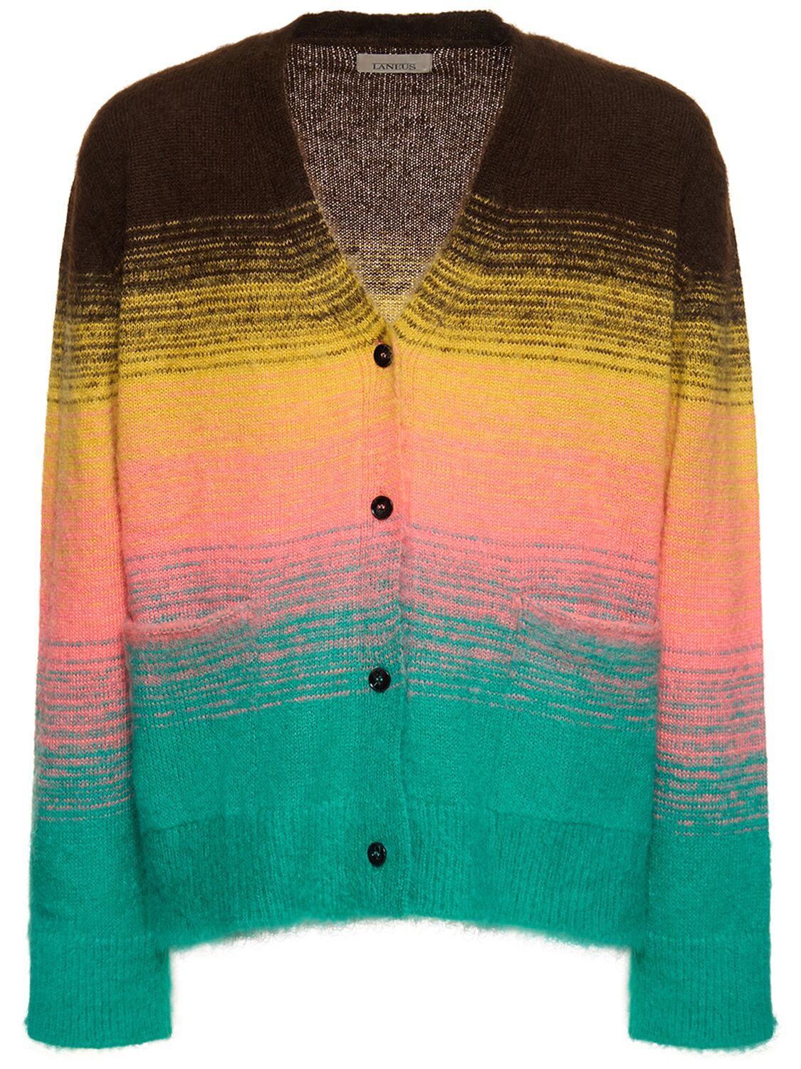 LANEUS Degradé Jacquard Mohair Blend Cardigan