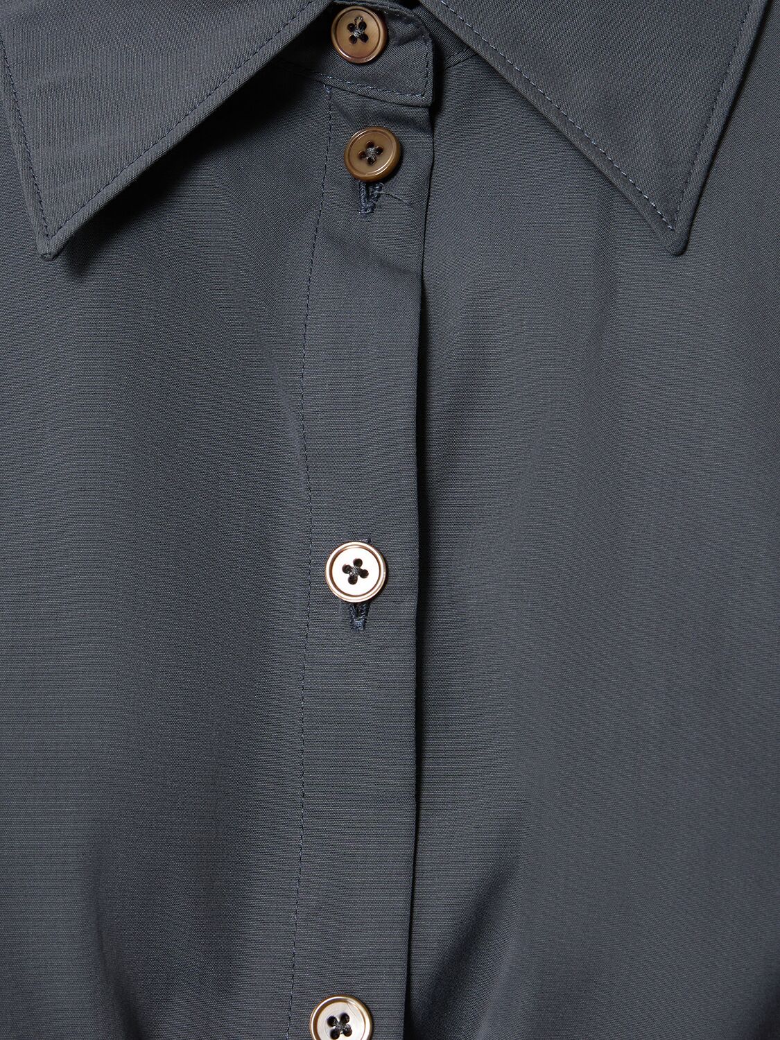 Shop Lemaire Straight Collar Cotton & Silk Shirt In Grey
