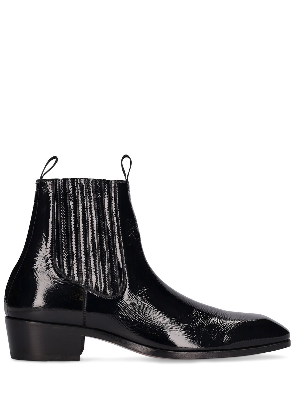 40mm Crackle Leather Ankle Boots