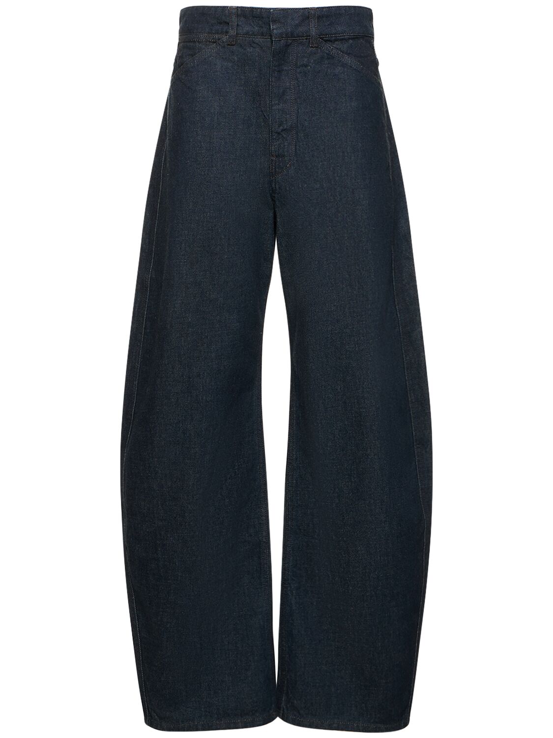 Lemaire High Waist Curved Cotton Jeans In Blue