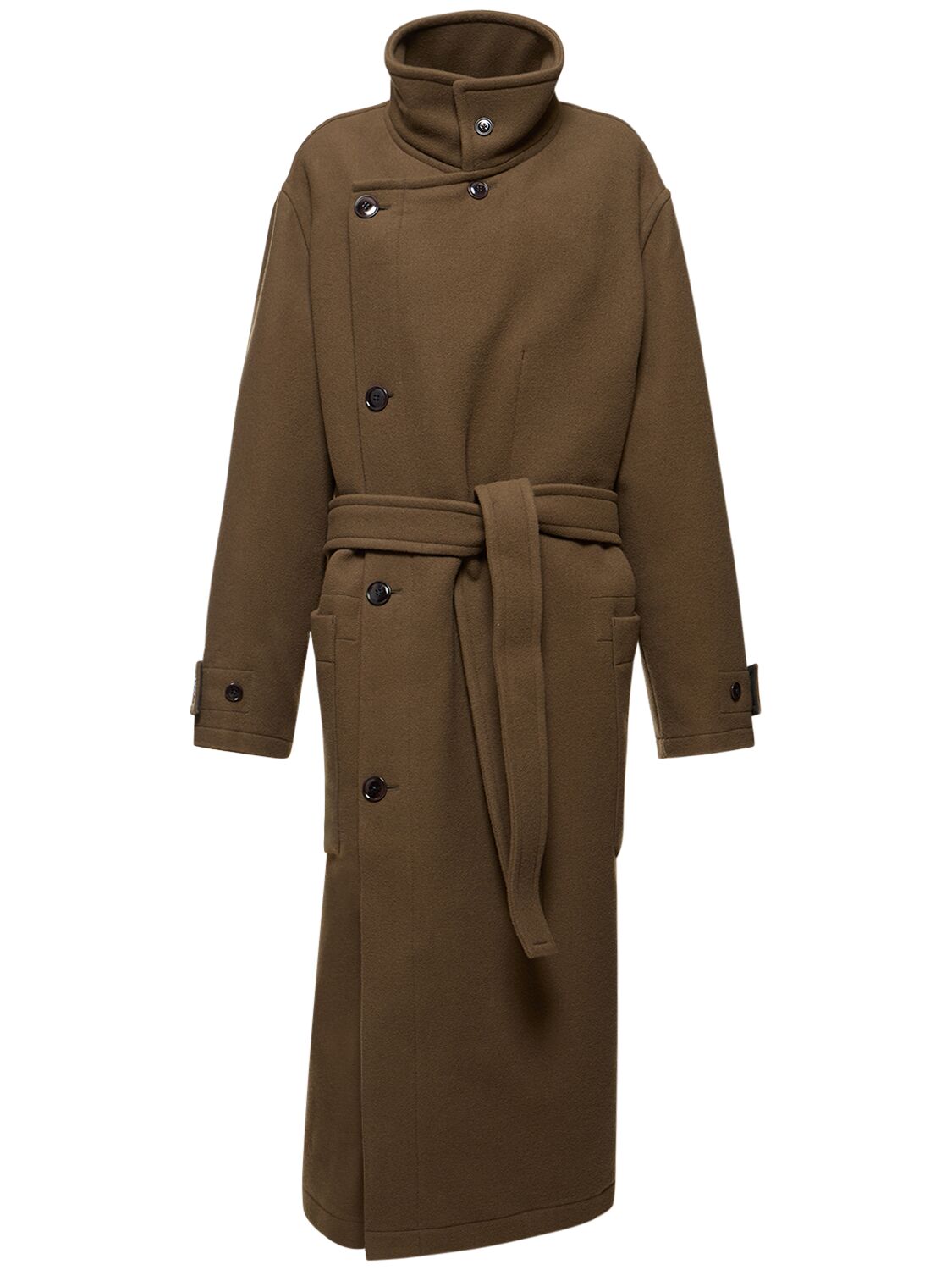 Belted Long Wool Wrap Coat – WOMEN > CLOTHING > COATS