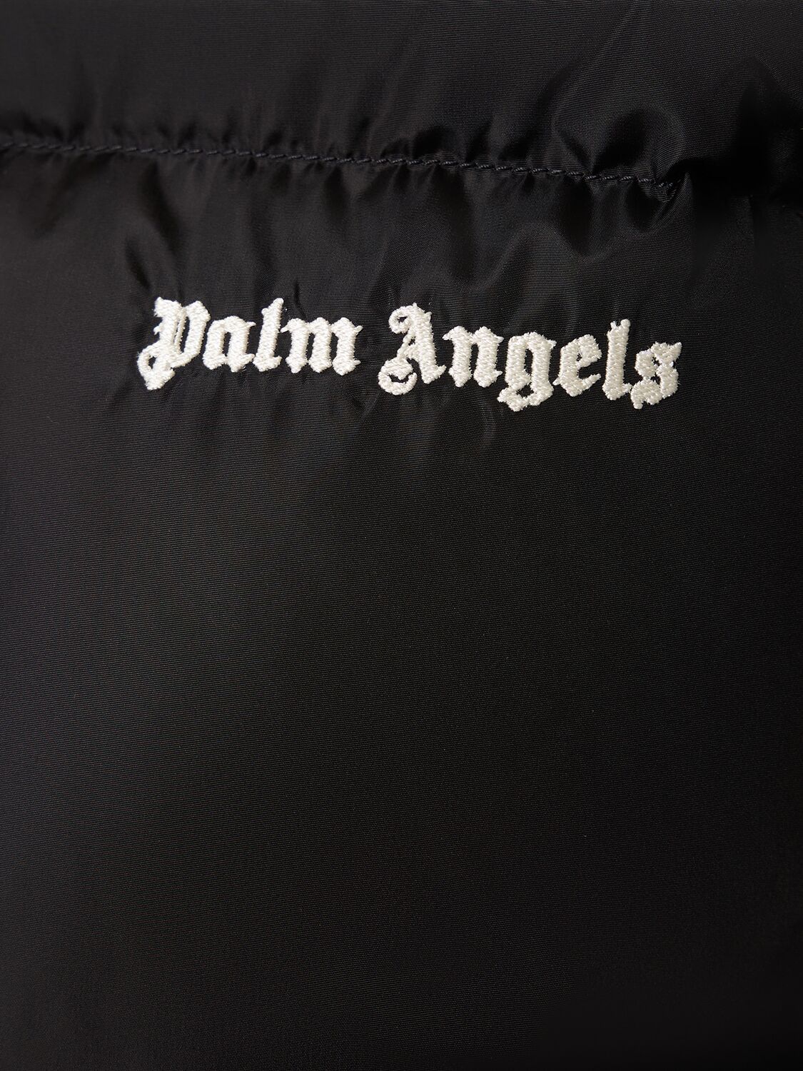 Shop Palm Angels Cropped Nylon Down Jacket In Black