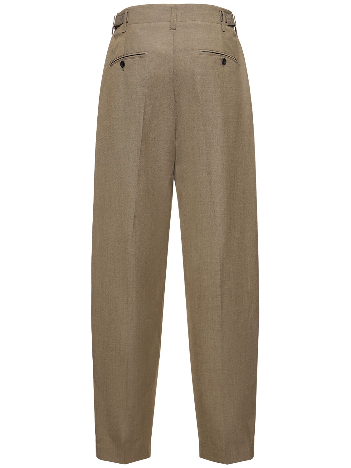 Shop Lemaire Pleated Tapered Wool Blend Pants In Grey