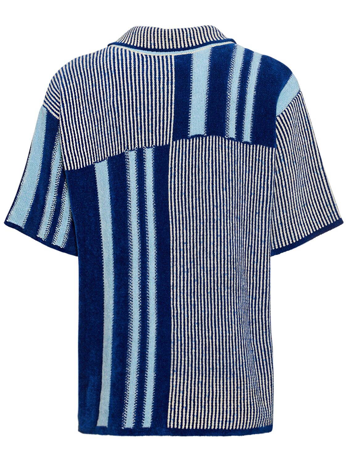 Shop Ahluwalia Benoit Viscose Knit Short Sleeved Shirt In Blue,white