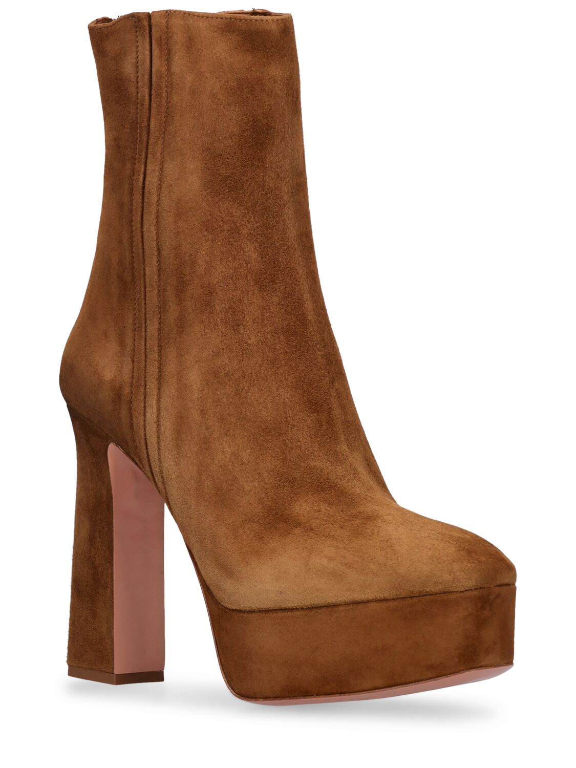 Shop Aquazzura 120mm Groove Suede Ankle Boots In Brown