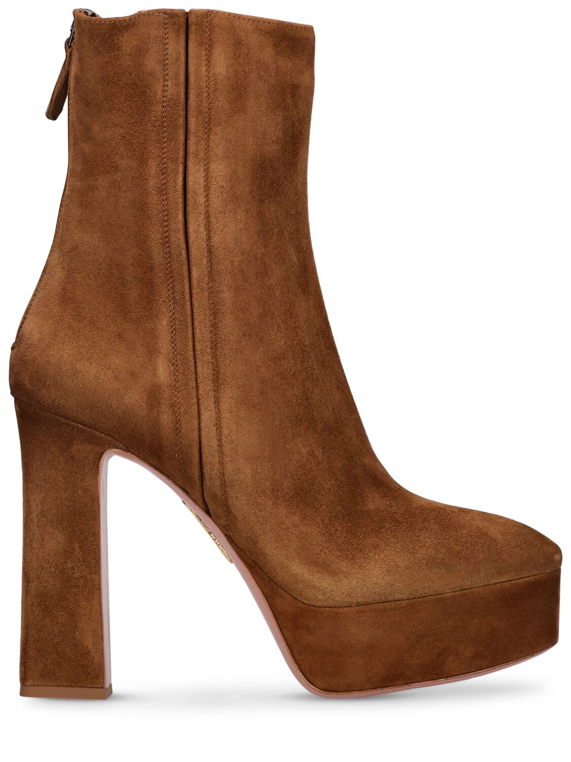 Aquazzura 120mm Groove Suede Ankle Boots In Brown