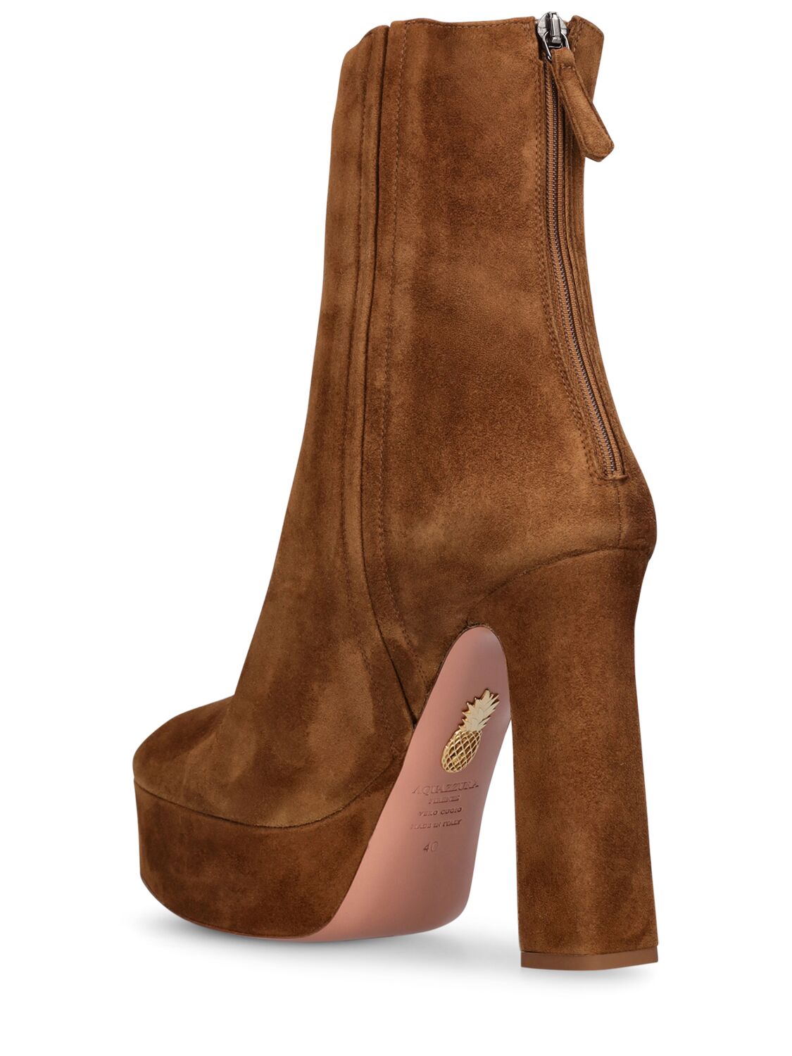 Shop Aquazzura 120mm Groove Suede Ankle Boots In Brown