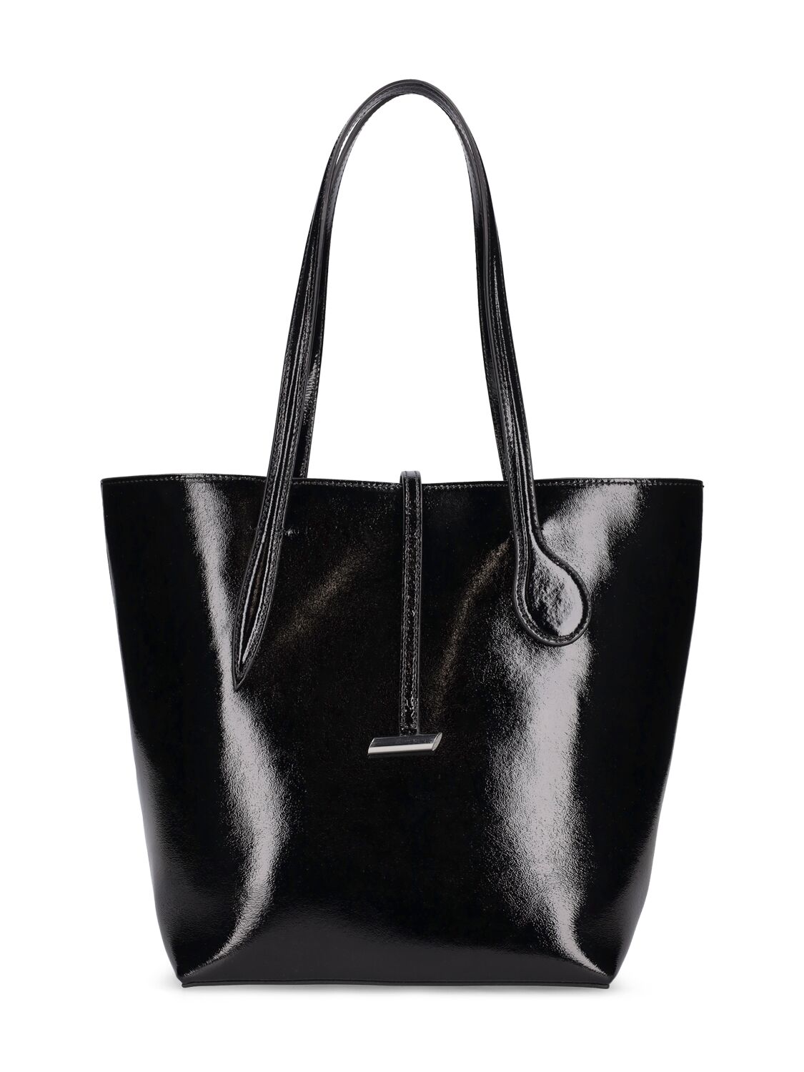 Midi Sprout Glossy Leather Tote Bag