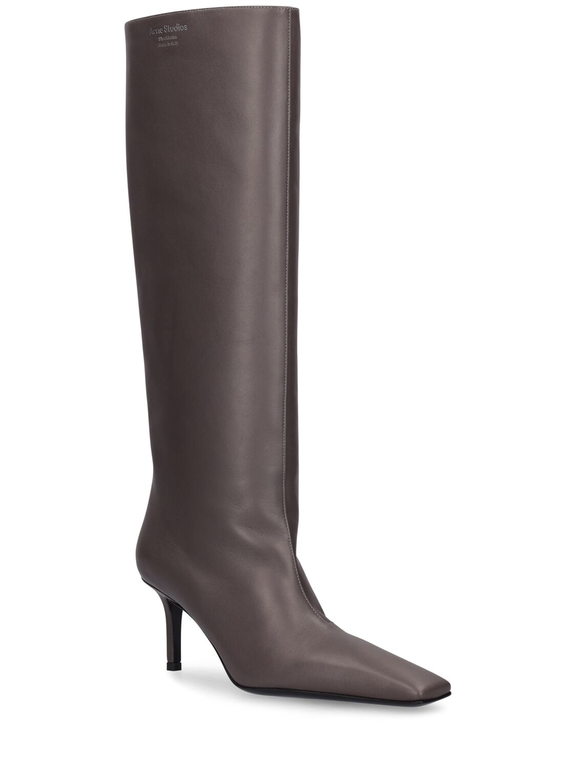 Shop Acne Studios 70mm Leather Tall Boots In Grey