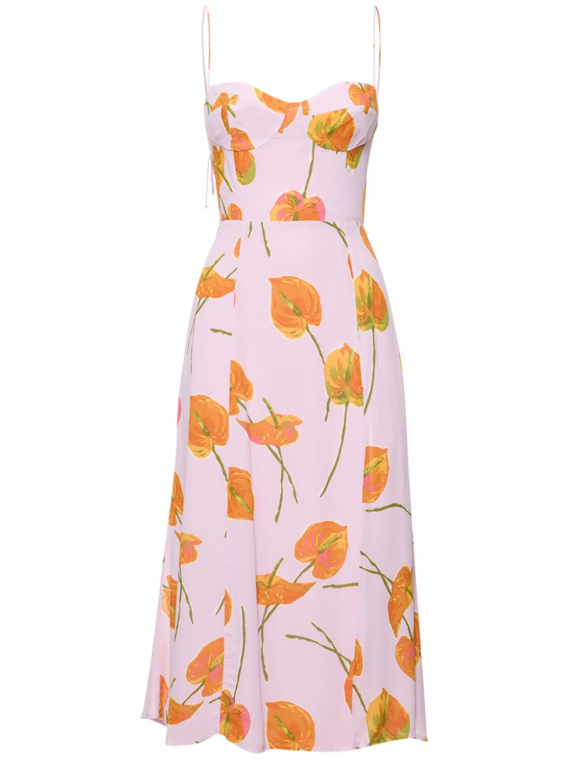 Juliette Flower Print Viscose Midi Dress – WOMEN > CLOTHING > DRESSES