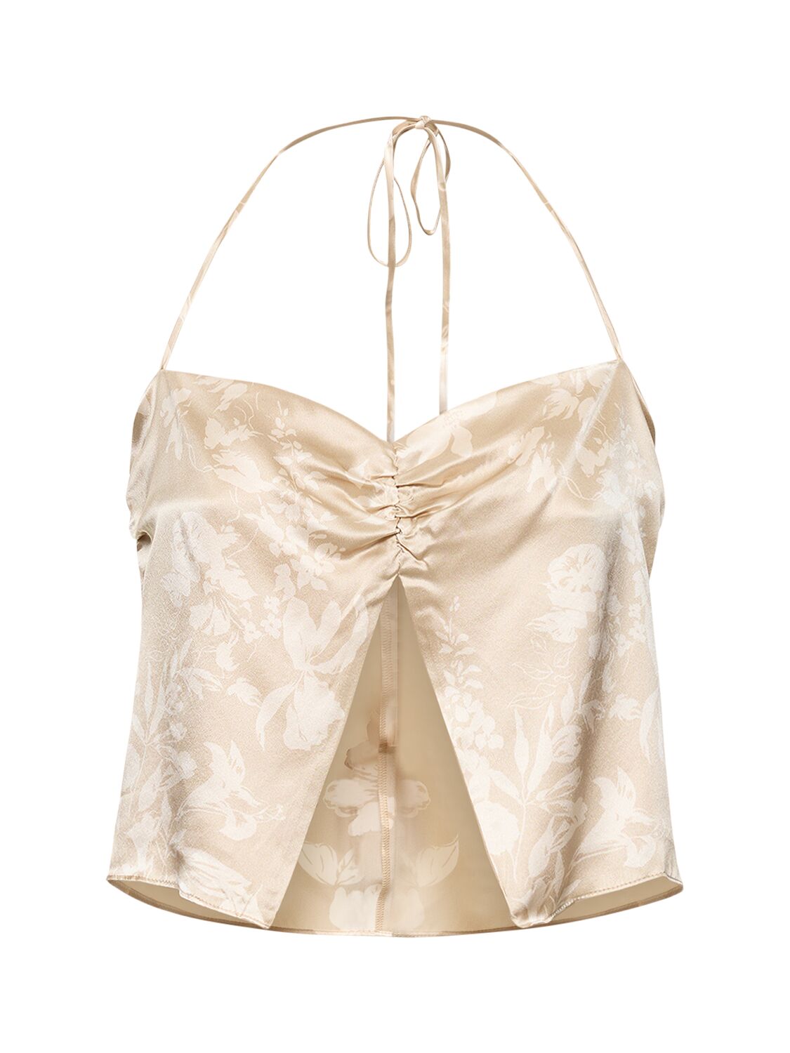 Reformation Beba Silk Satin Top & Midi Skirt In Beige