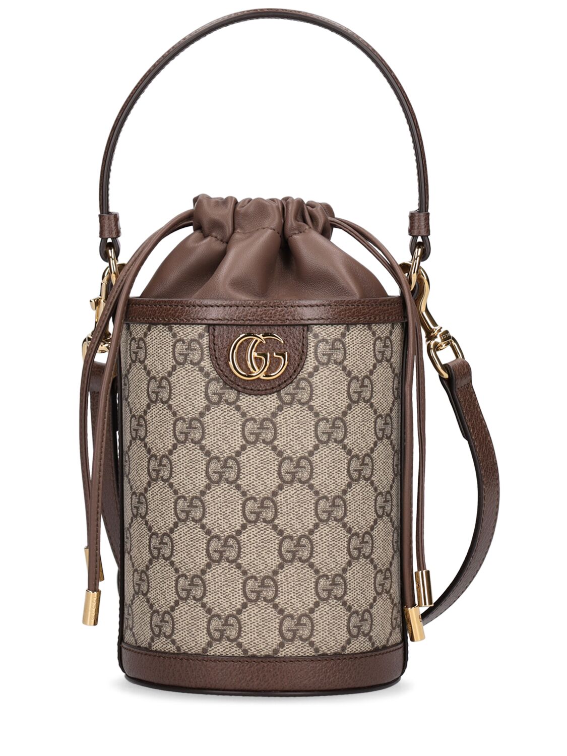 Gucci Mini Ophidia Gg Canvas Bucket Bag In Ebony