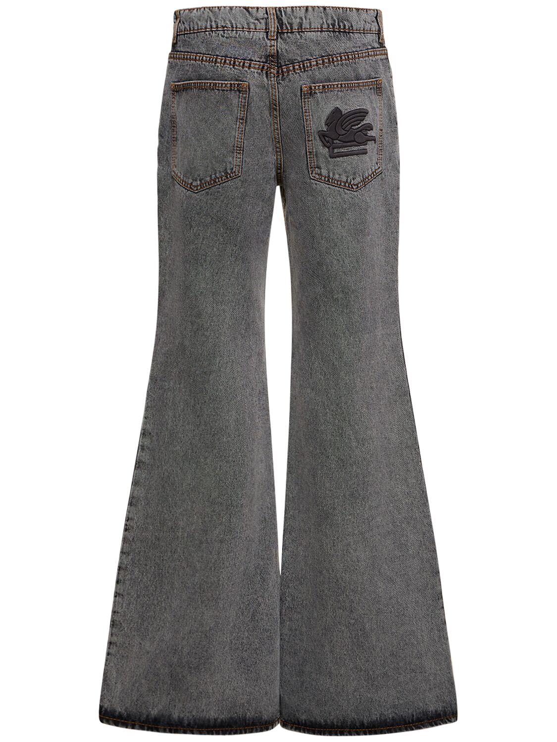Shop Etro Flared Faded Denim Jeans In Grey