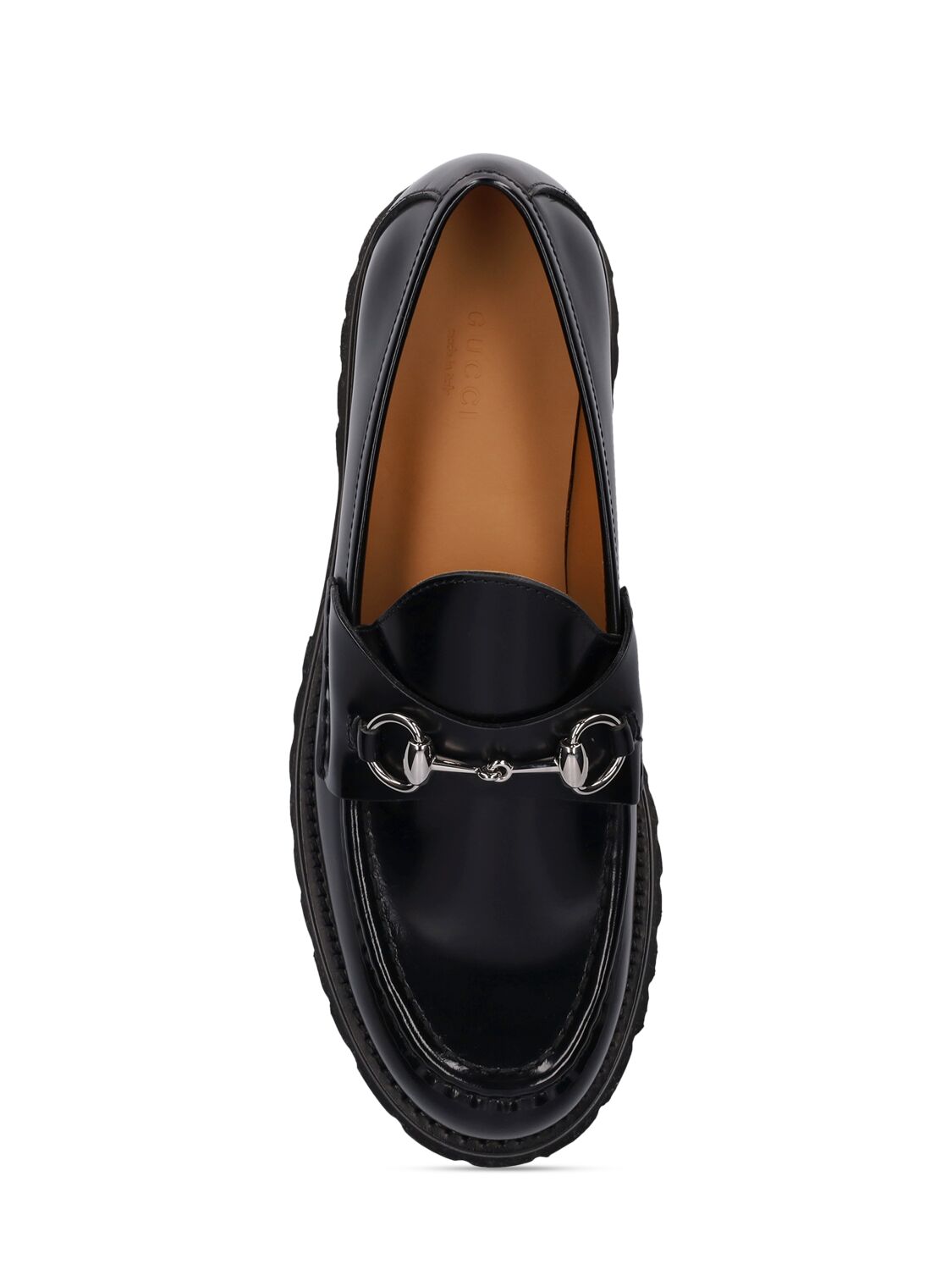 Shop Gucci 35mm Sylke Leather Loafers In Black