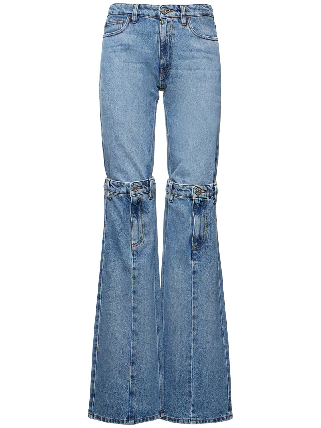 Cutout Straight Jeans W/ Buckle Straps