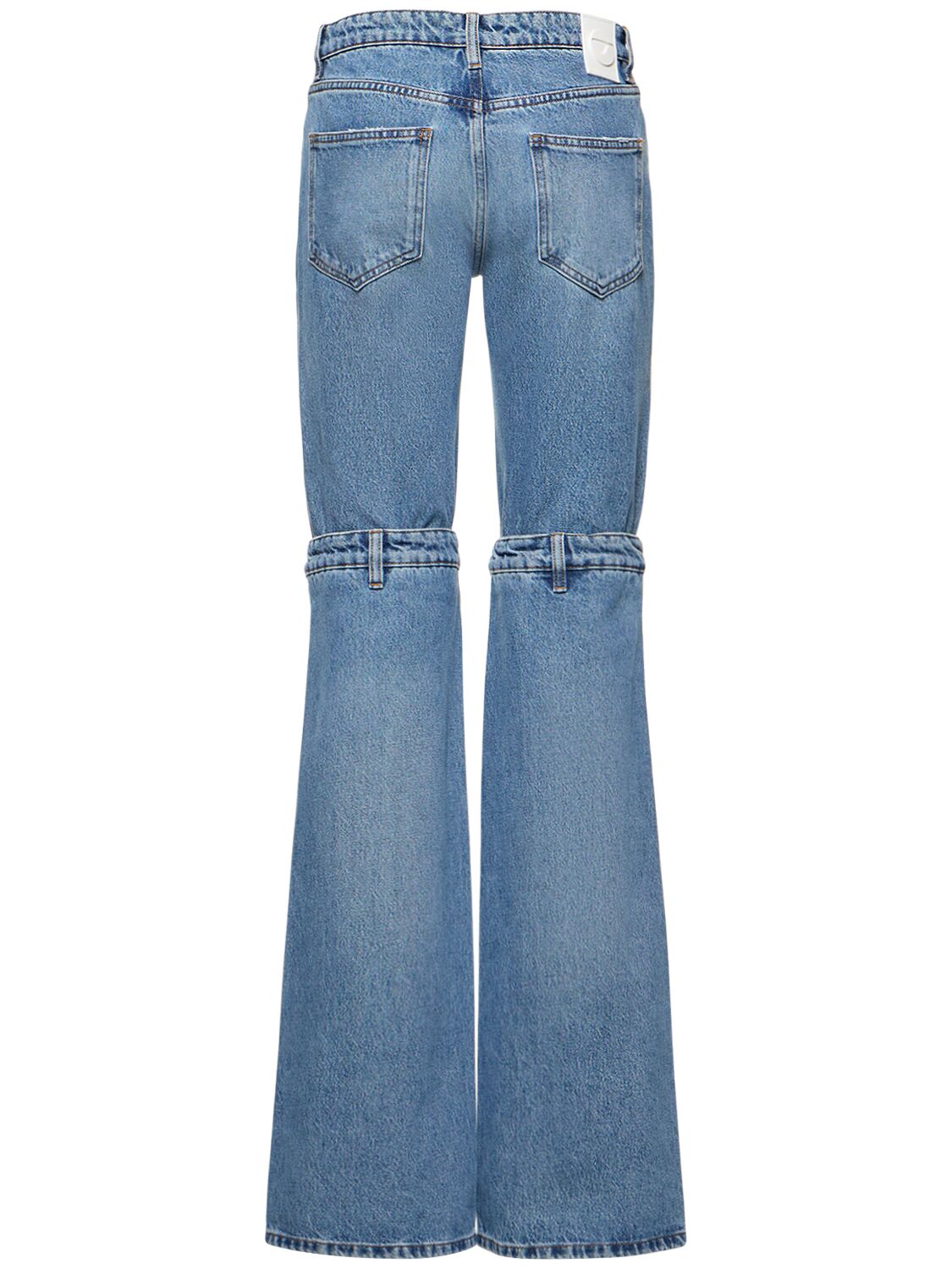 Shop Coperni Cutout Straight Jeans W/ Buckle Straps In Washed Blue