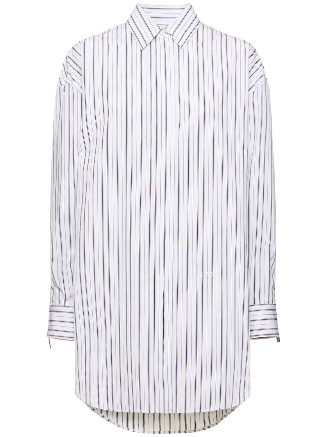 Off-white Pinstriped Long-sleeved Poplin Shirt In White