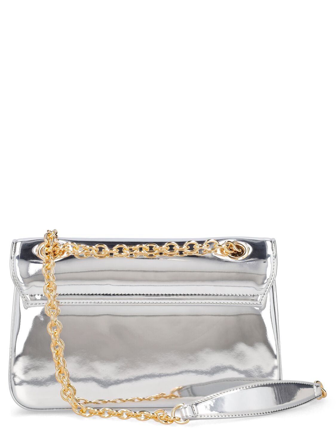 Shop Alexandre Vauthier Le4 Mirror Effect Leather Shoulder Bag In Platinum